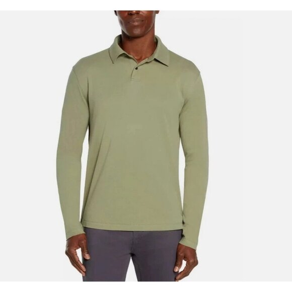 NEW Banana Republic Men's S Long Sleeve Luxe Touch Polo Shirt Green Cotton - Picture 1 of 7